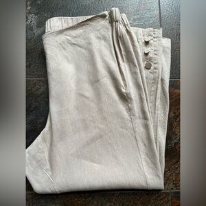 J.Jill linen blend tan khaki color cropped trouser pants. Size XL